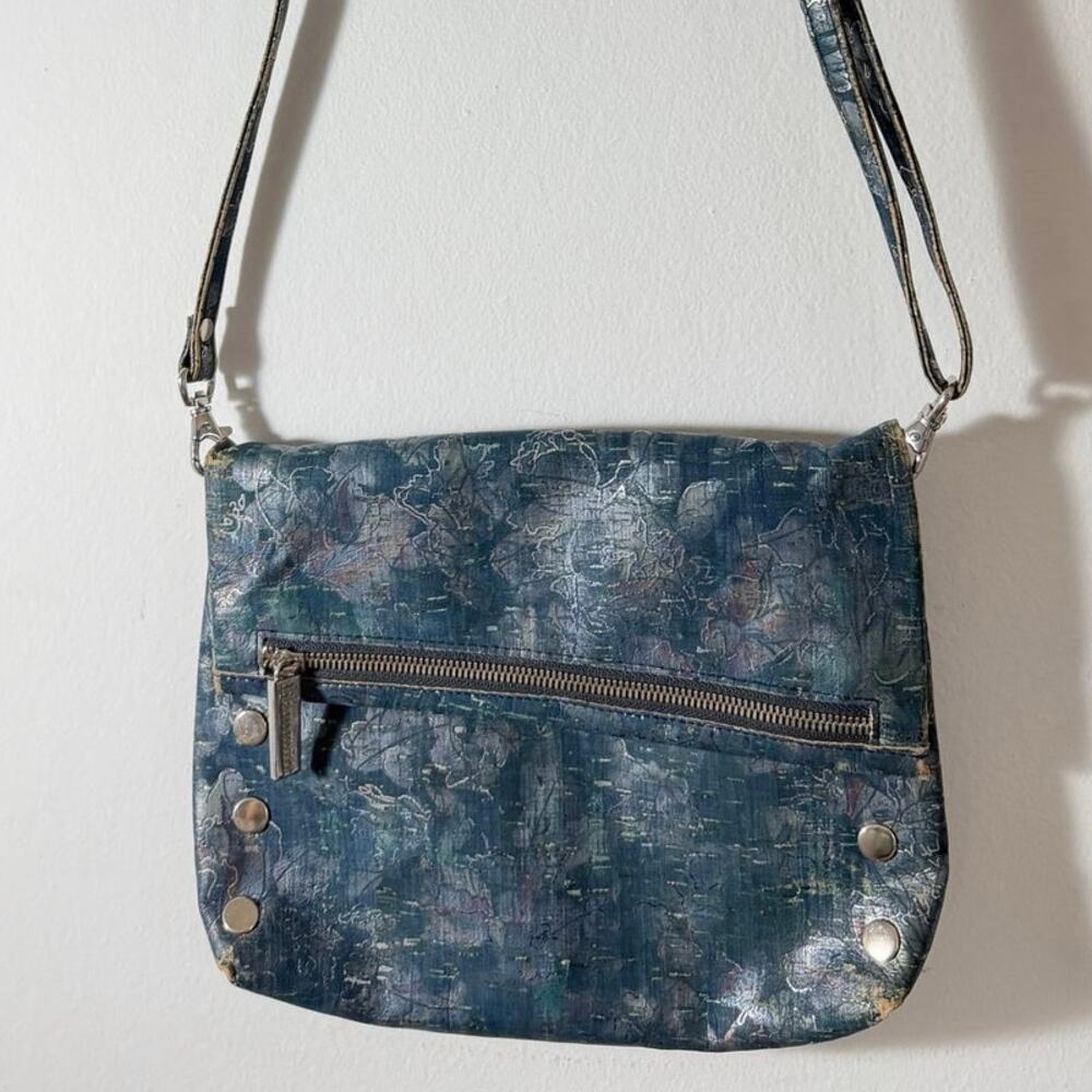 Hammitt VIP Medium Blue Floral Crossbody Bag Silver Rivets 2009 Made in LA